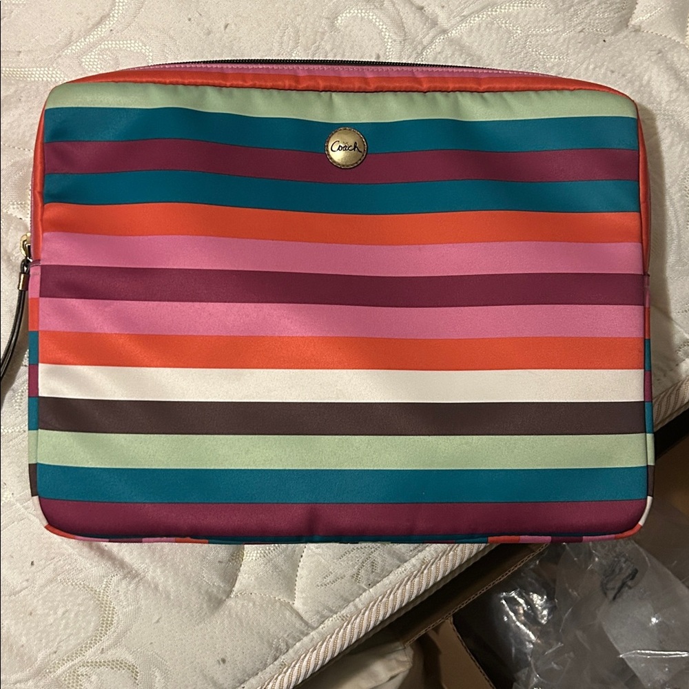 Coach Striped Multicolour Laptop Case
